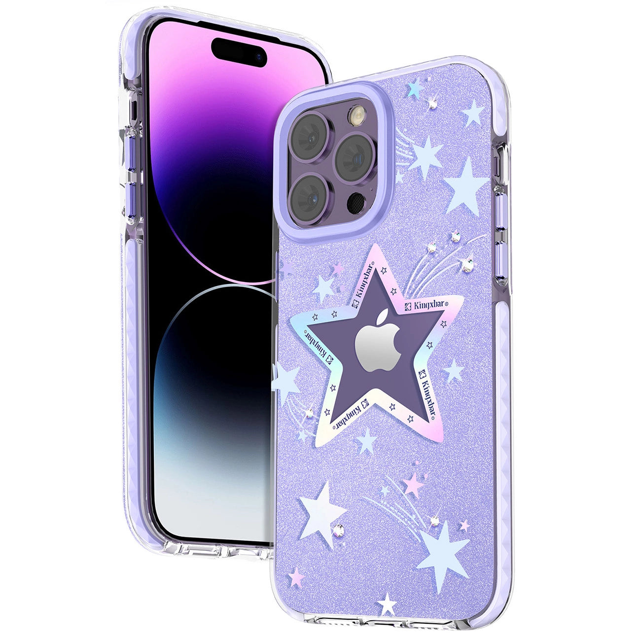 Kingxbar Heart Star Series Hülle für iPhone 14 Plus Lila Star Hülle