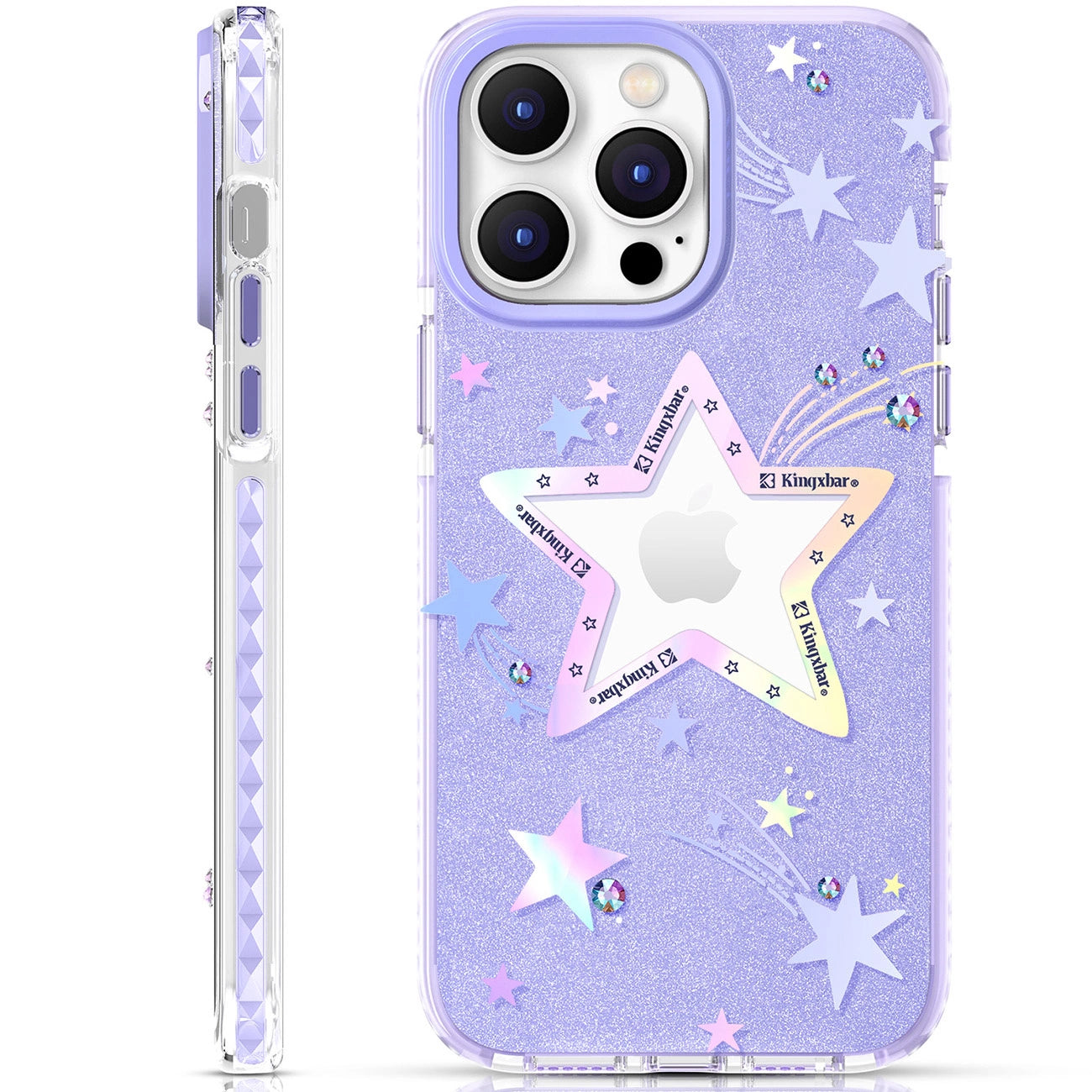Kingxbar Heart Star Series Hülle für iPhone 14 Plus Lila Star Hülle