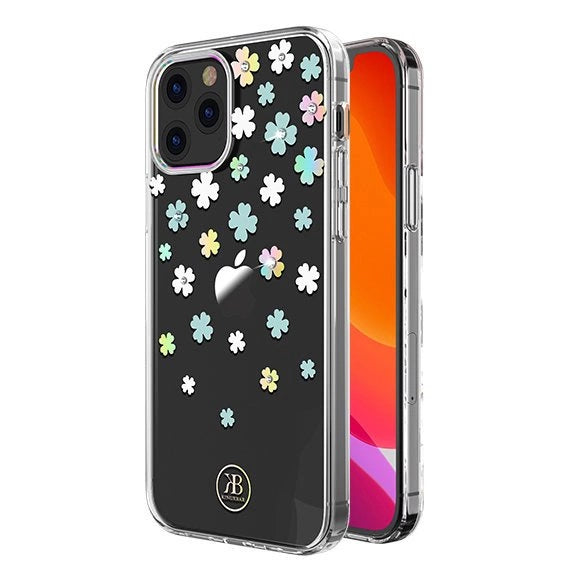 Kingxbar Lucky Series Hülle verziert mit originalen Swarovski-Kristallen iPhone 12 mini transparent (Clover)