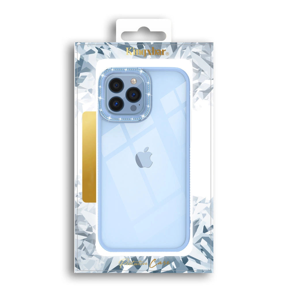 Kingxbar Sparkle Series Hülle iPhone 13 Pro Max mit blauer Kristallrückseite