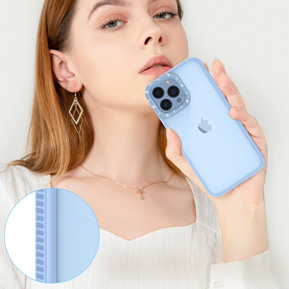 Kingxbar Sparkle Series Hülle iPhone 13 Pro Max mit blauer Kristallrückseite