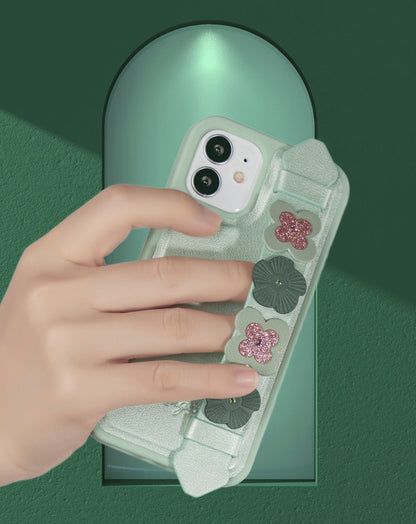 Kingxbar Sweet Series Gel-Hülle verziert mit originalen Swarovski-Kristallen mit Ständer iPhone 12 Pro Max grün