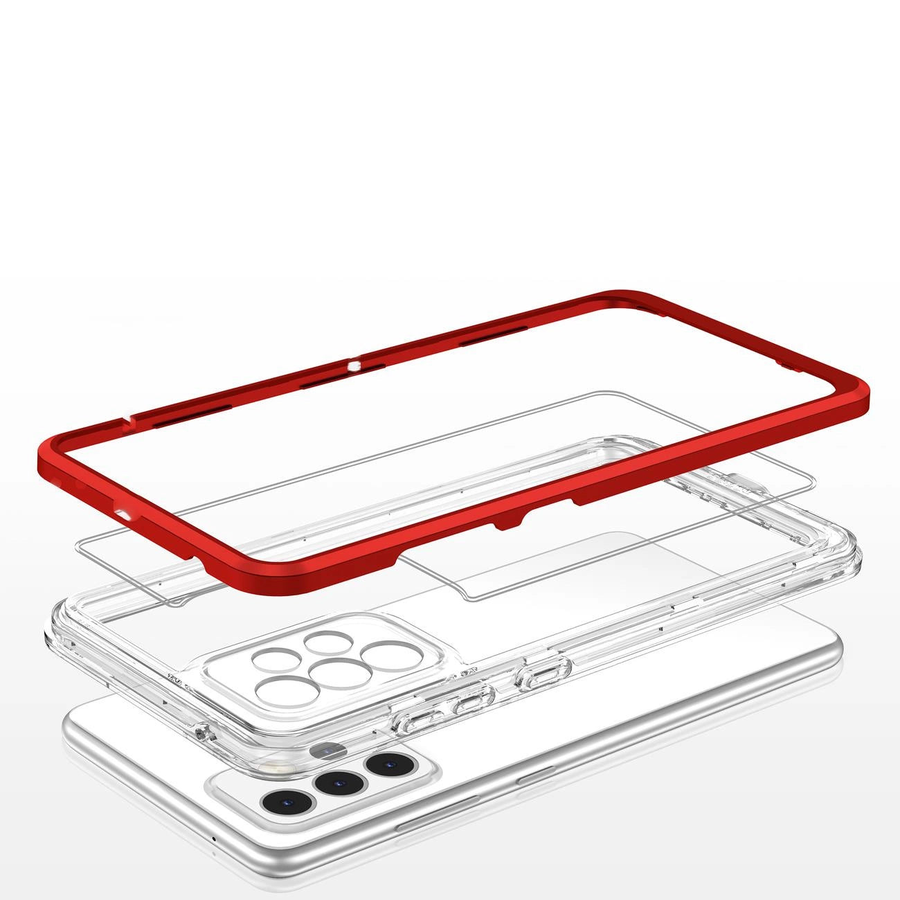 Klare 3in1 Hülle für Samsung Galaxy A13 5G Frame Gel Cover Rot