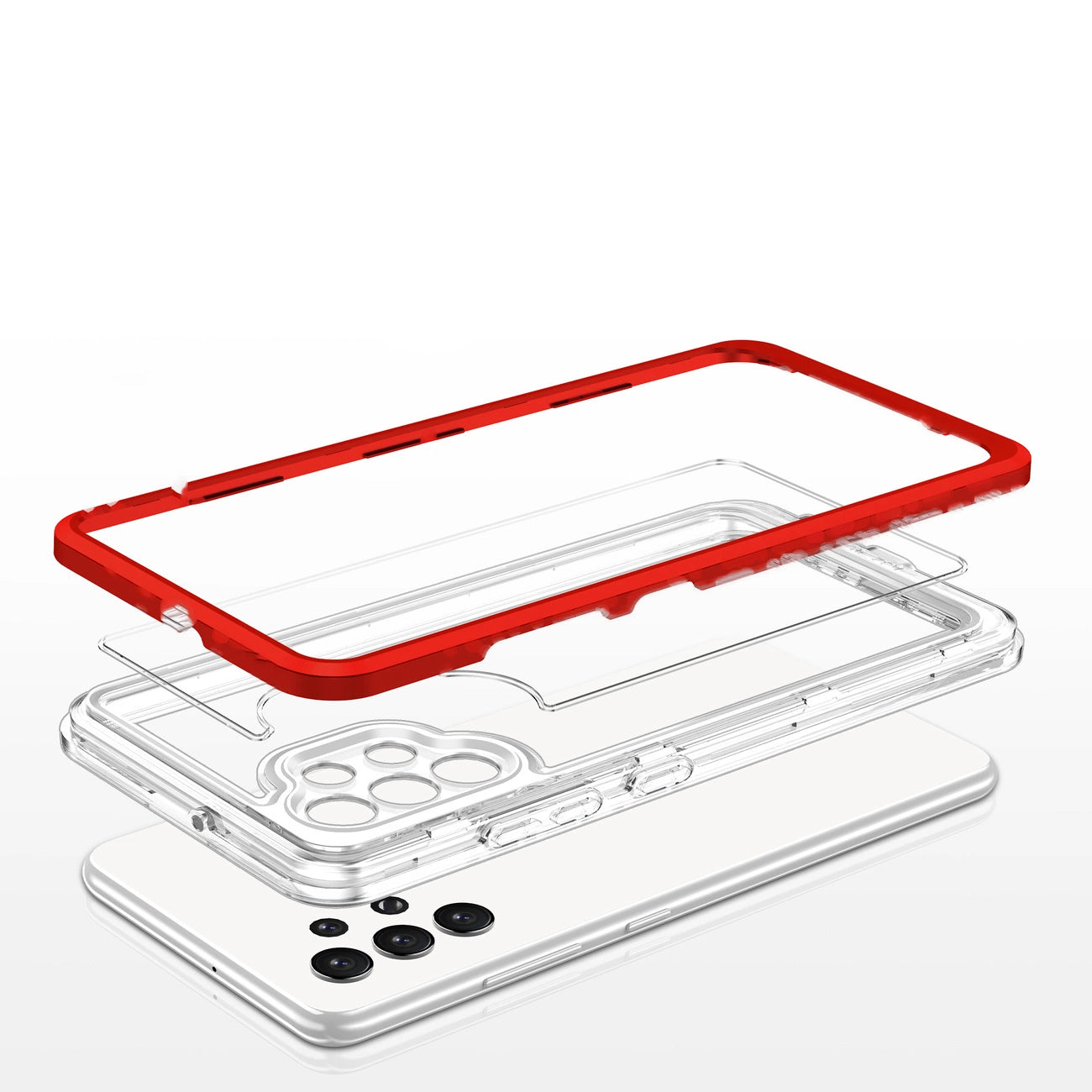 Klare 3in1 Hülle für Samsung Galaxy A72 4G Frame Gel Cover Rot
