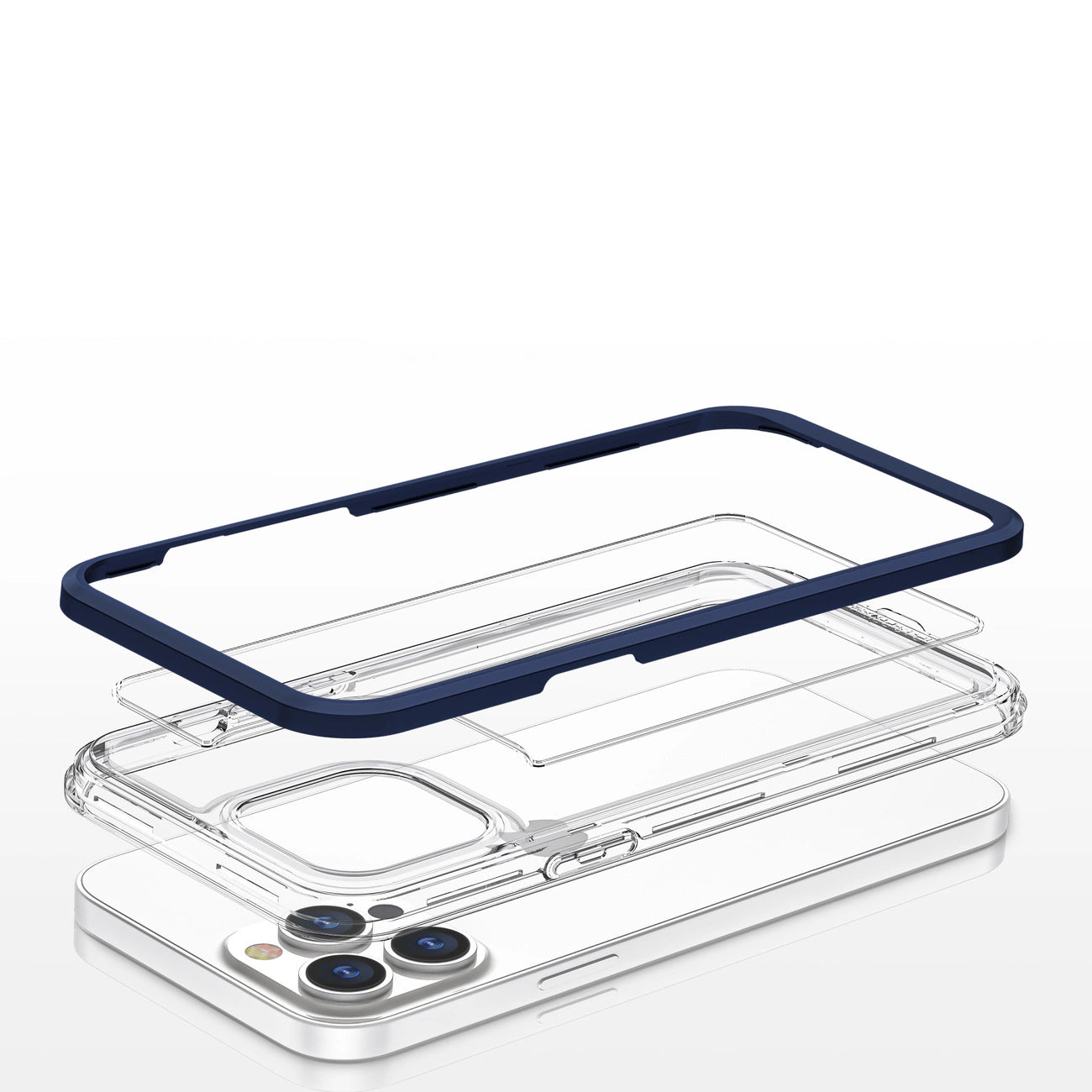 Klare 3in1 Hülle für iPhone 13 Pro Max Frame Cover Gel Blau