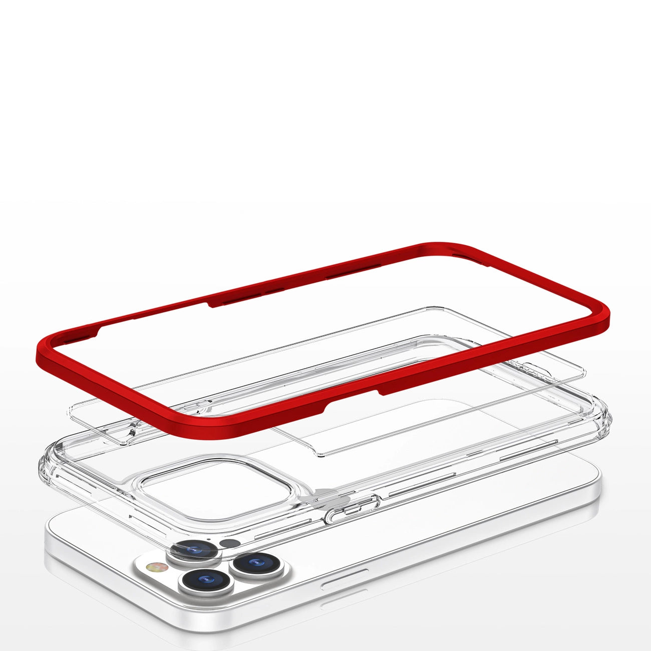 Klare 3in1 Hülle für iPhone 13 Pro Max Frame Cover Gel Rot