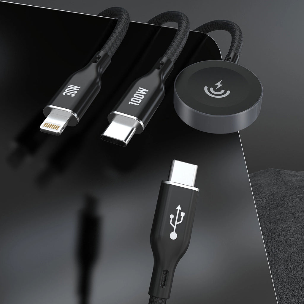 Ladekabel für Apple Watch Dudao A12Max+ PD 100W 3in1: USB-C Lightning 1,2m – Schwarz