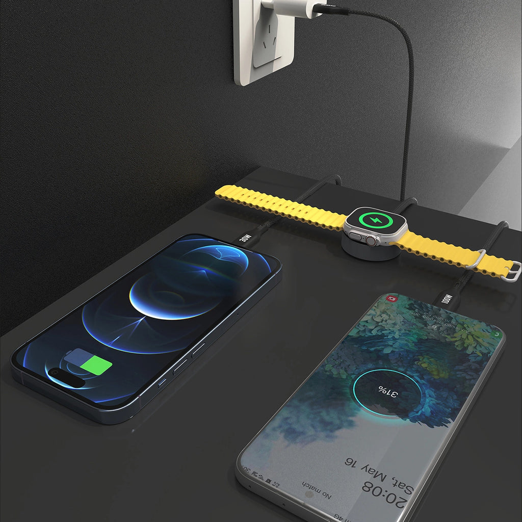 Ladekabel für Apple Watch Dudao A12Max+ PD 100W 3in1: USB-C Lightning 1,2m – Schwarz