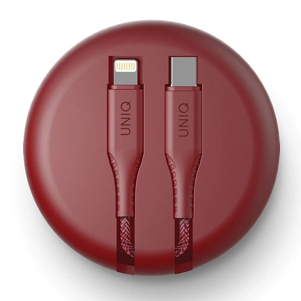 MFi Uniq Halo USB-C / Lightning 18W Nylon-Spiralkabel 1,2 m – rot