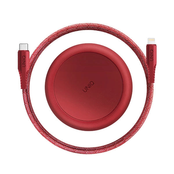 MFi Uniq Halo USB-C / Lightning 18W Nylon-Spiralkabel 1,2 m – rot