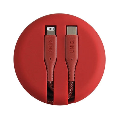 MFi Uniq Halo USB-C / Lightning 18W Nylon-Spiralkabel 1,2 m – rot