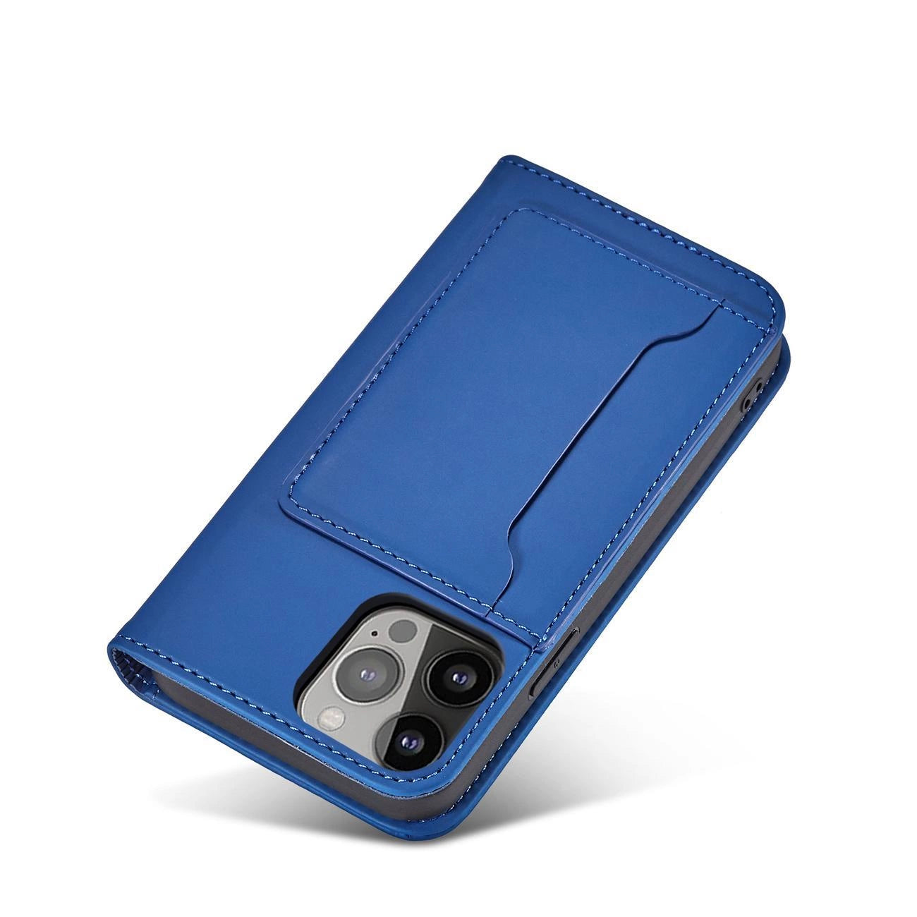 Magnet Card Case Hülle für iPhone 14 Flip Cover Wallet Stand blau