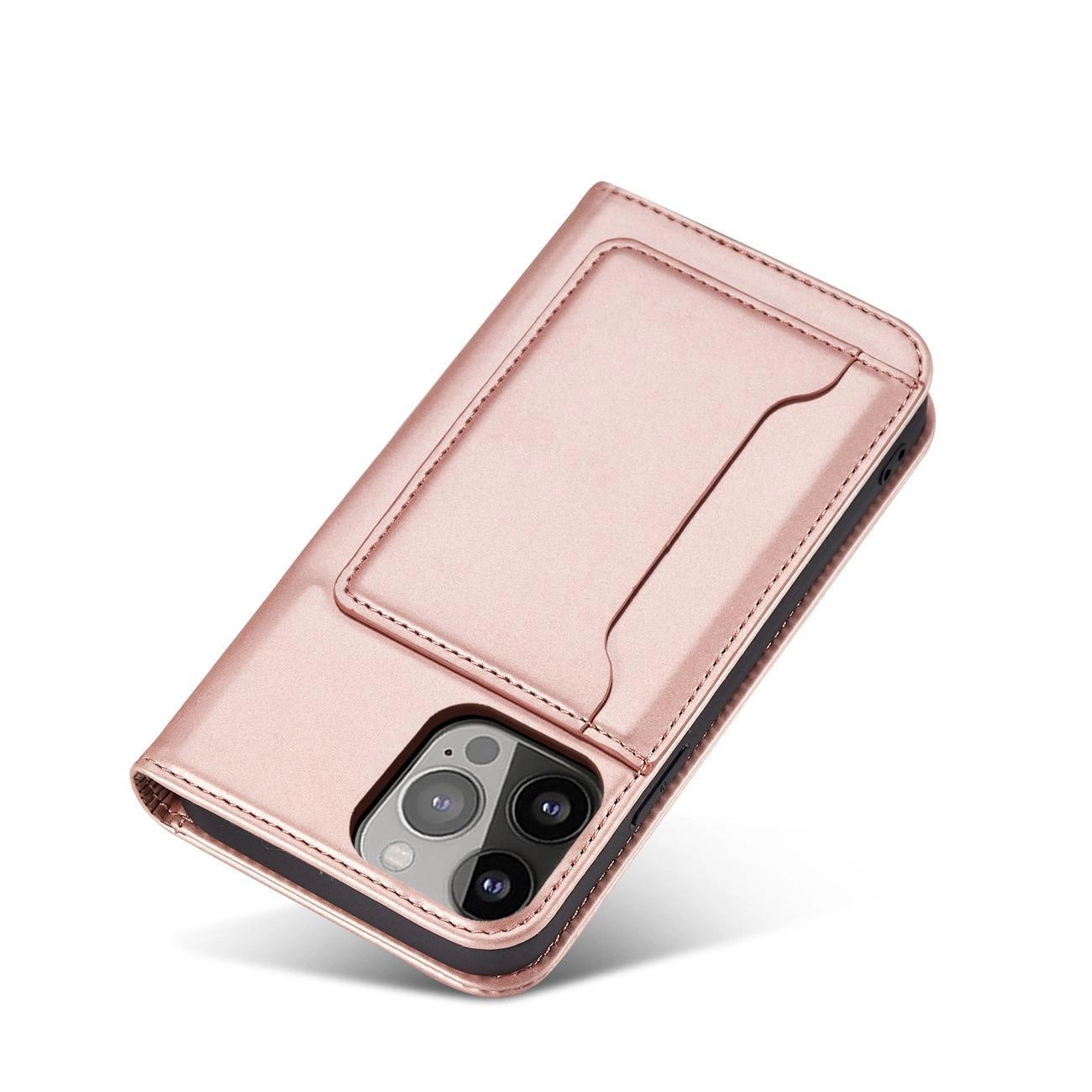 Magnet Card Case Hülle für iPhone 14 Plus Flip Cover Wallet Stand Pink
