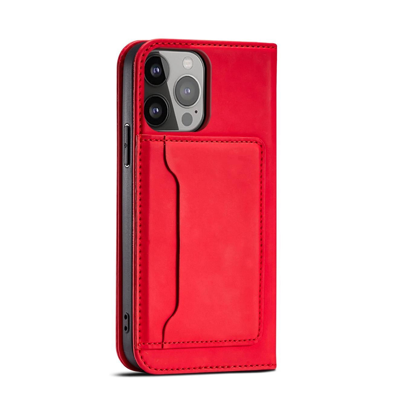 Magnet Card Case Hülle für iPhone 14 Plus Flip Cover Wallet Stand rot
