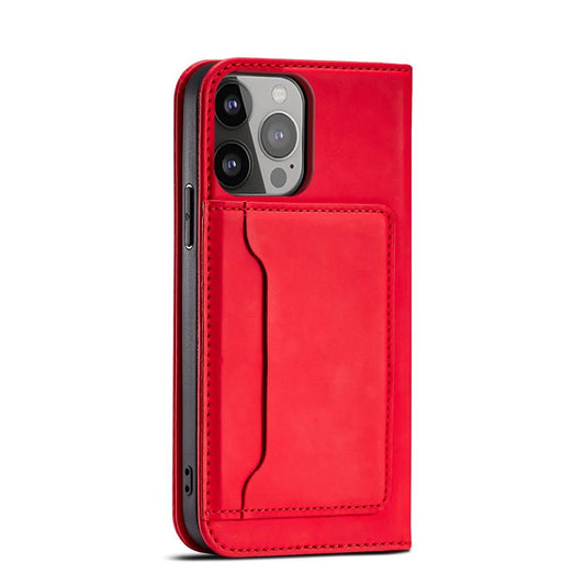 Magnet Card Case Hülle für iPhone 14 Plus Flip Cover Wallet Stand rot