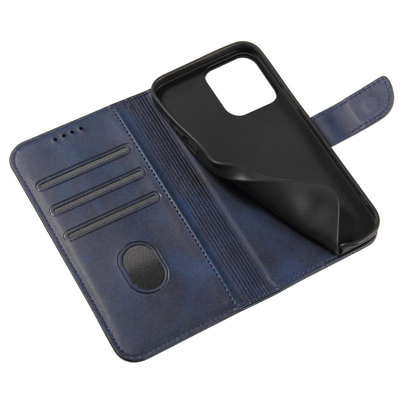 Magnet Case Hülle für iPhone 14 Pro Max Flip Cover Wallet Stand blau