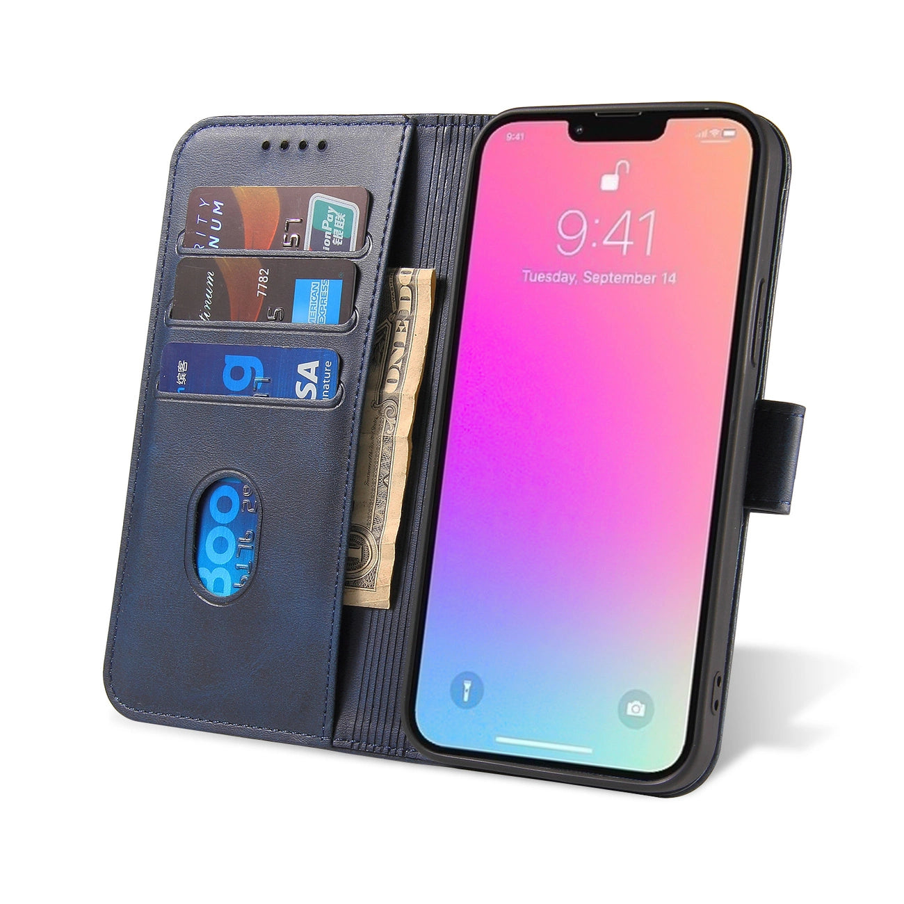 Magnet Case booktype case schutzhülle aufklappbare hülle für iPhone 13 Pro Max blau