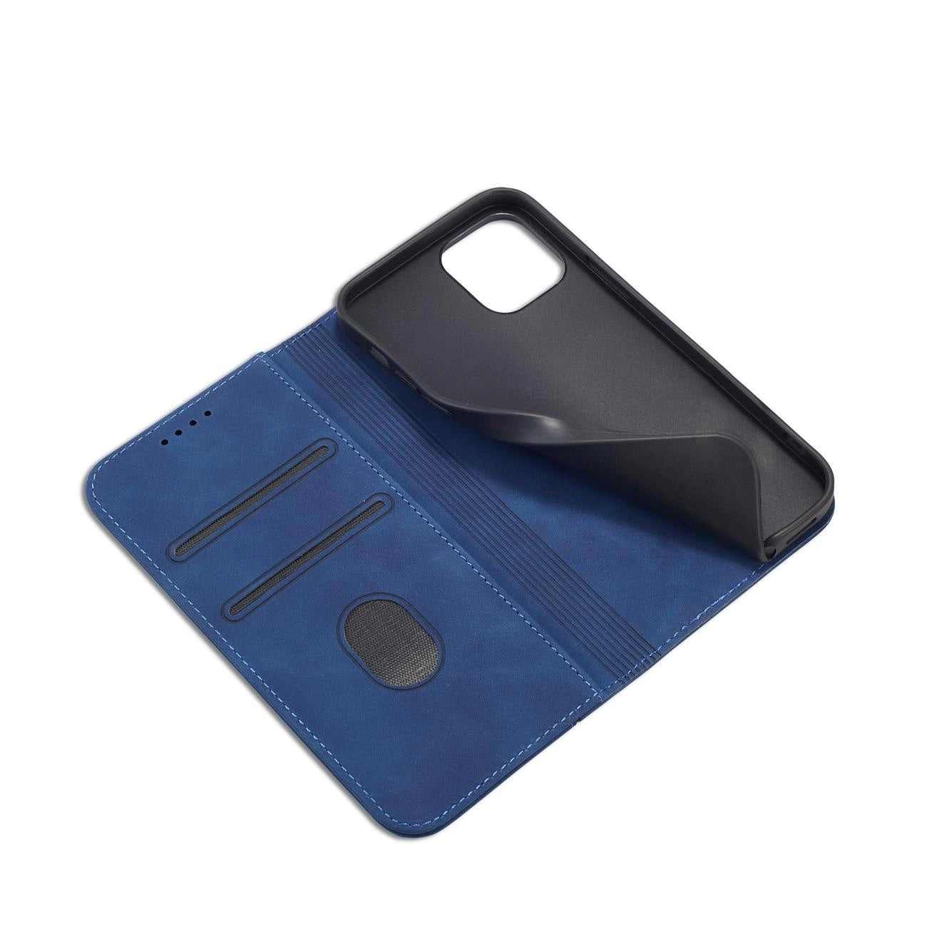 Magnet Fancy Case Hülle für iPhone 12 Pro Max Tasche Kartenetui Kartenständer Blau