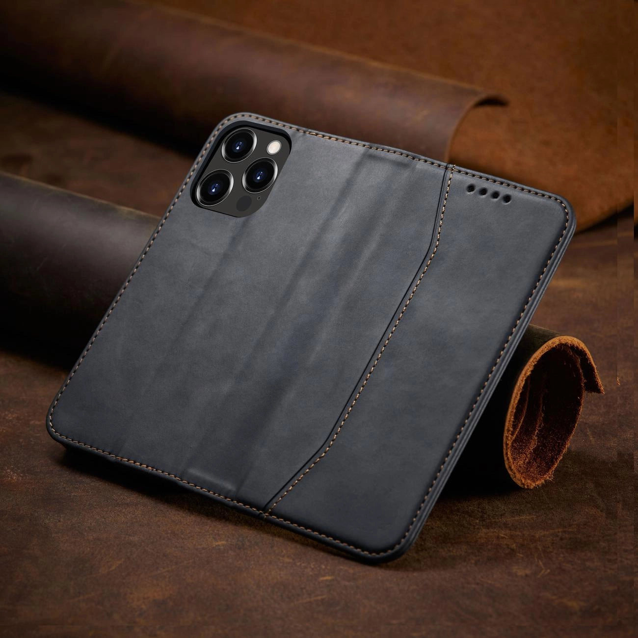 Magnet Fancy Case Hülle für iPhone 14 Plus Flip Cover Wallet Ständer schwarz