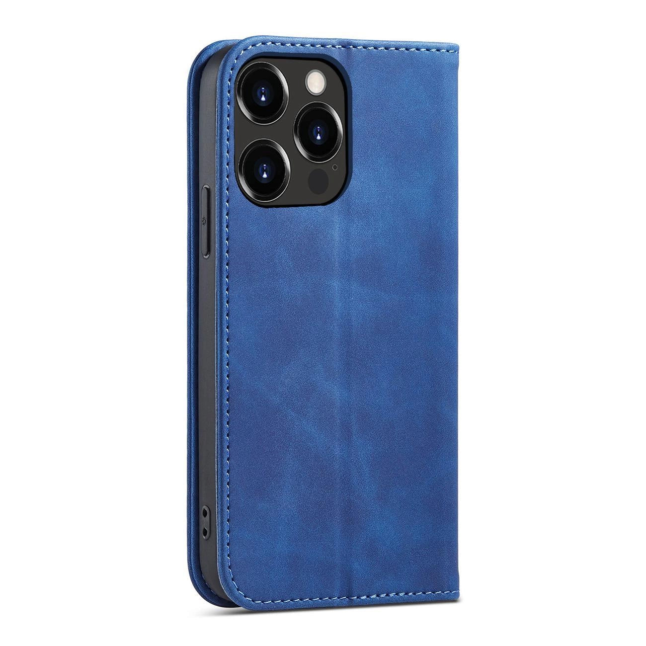 Magnet Fancy Case Hülle für iPhone 14 Pro Flip Cover Wallet Stand blau