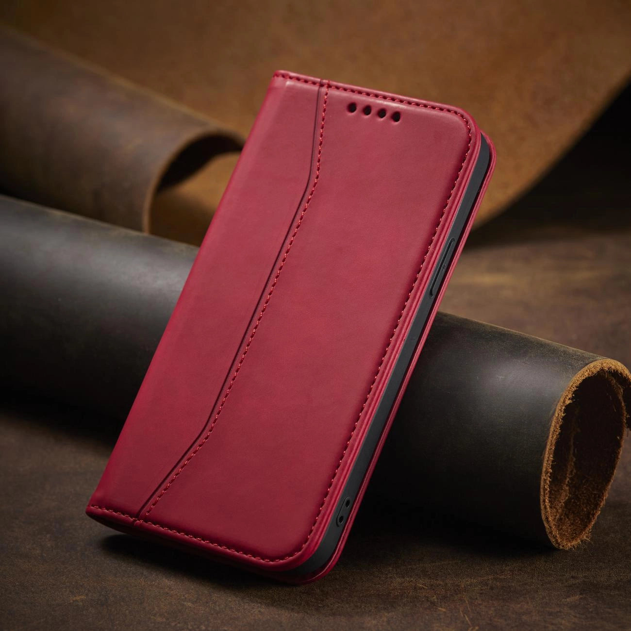 Magnet Fancy Case Hülle für iPhone 14 Pro Flip Cover Wallet Ständer rot