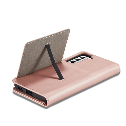Magnet Kartenetui für Samsung Galaxy S22+ (S22 Plus) Etui Geldbörse Kartenhalter Pink