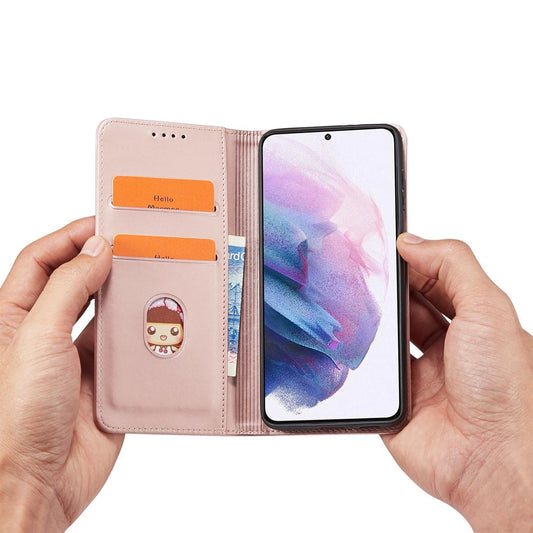 Magnet Kartenetui für Samsung Galaxy S22+ (S22 Plus) Etui Geldbörse Kartenhalter Pink