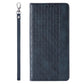 Magnetband-Hülle für iPhone 14 Flip Wallet Mini Lanyard Stand Blau