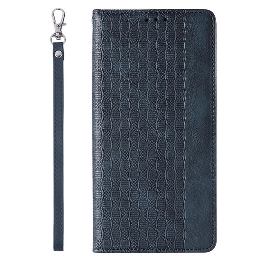 Magnetband-Hülle für iPhone 14 Pro Max Flip Wallet Mini Lanyard Stand Blau