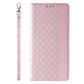 Magnetband-Hülle für iPhone 14 Pro Max Flip Wallet Mini Lanyard Stand Pink