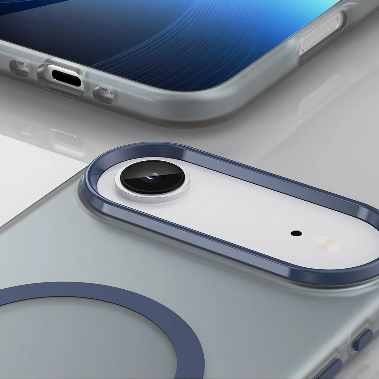 Magnetische Schleifhülle für iPhone 17 Air, kompatibel mit MagSafe, Mattblau