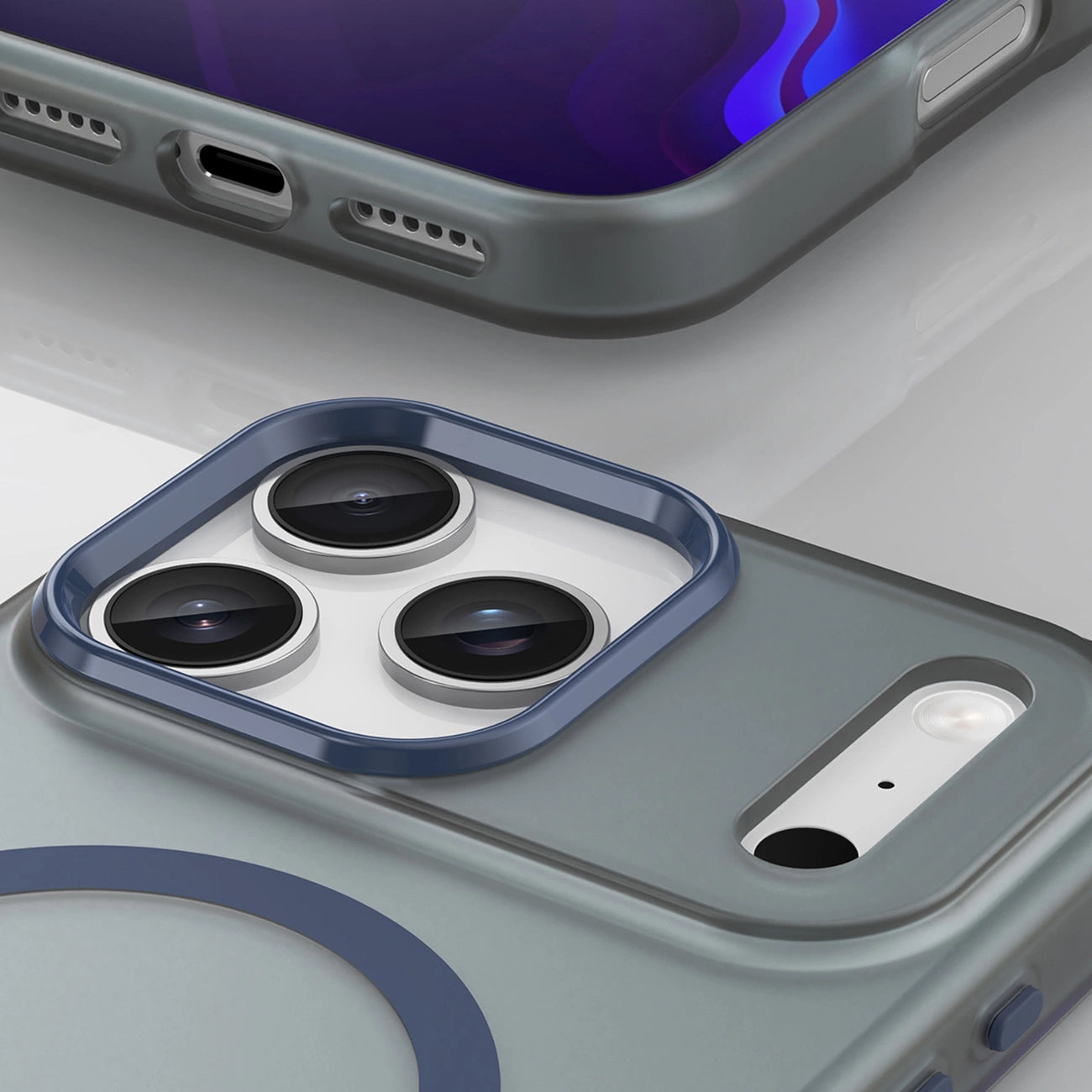 Magnetische Schleifhülle für iPhone 17 Pro, kompatibel mit MagSafe – Mattblau