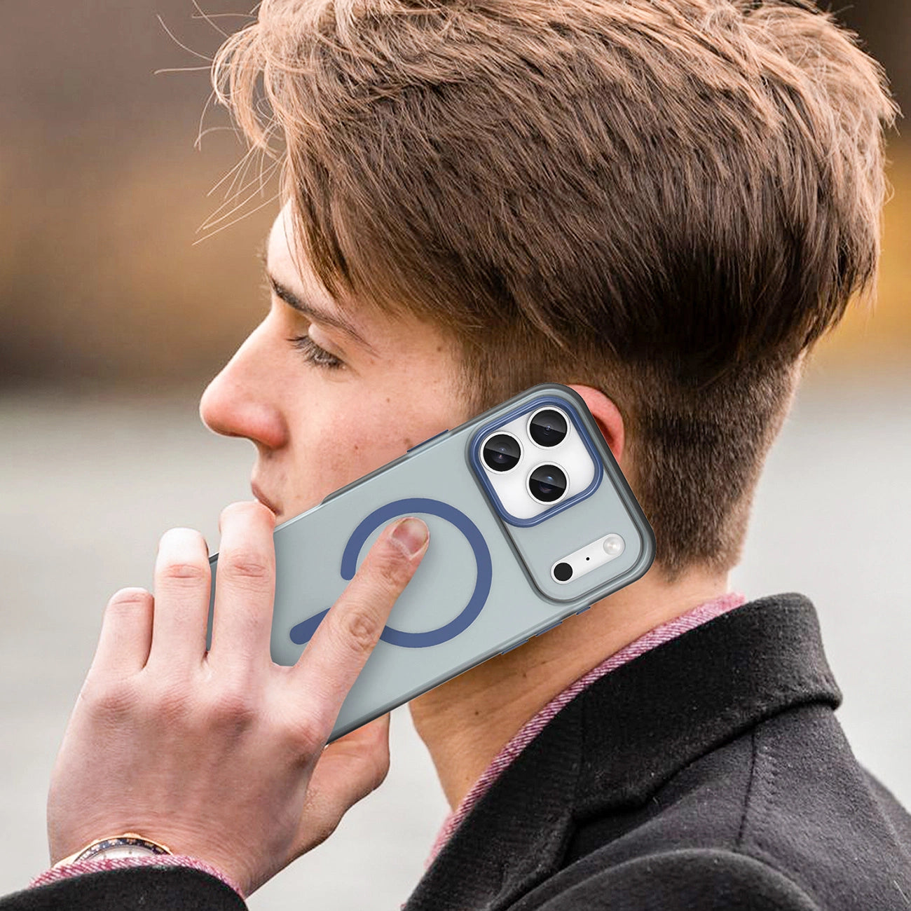 Magnetische Schleifhülle für iPhone 17 Pro, kompatibel mit MagSafe – Mattblau