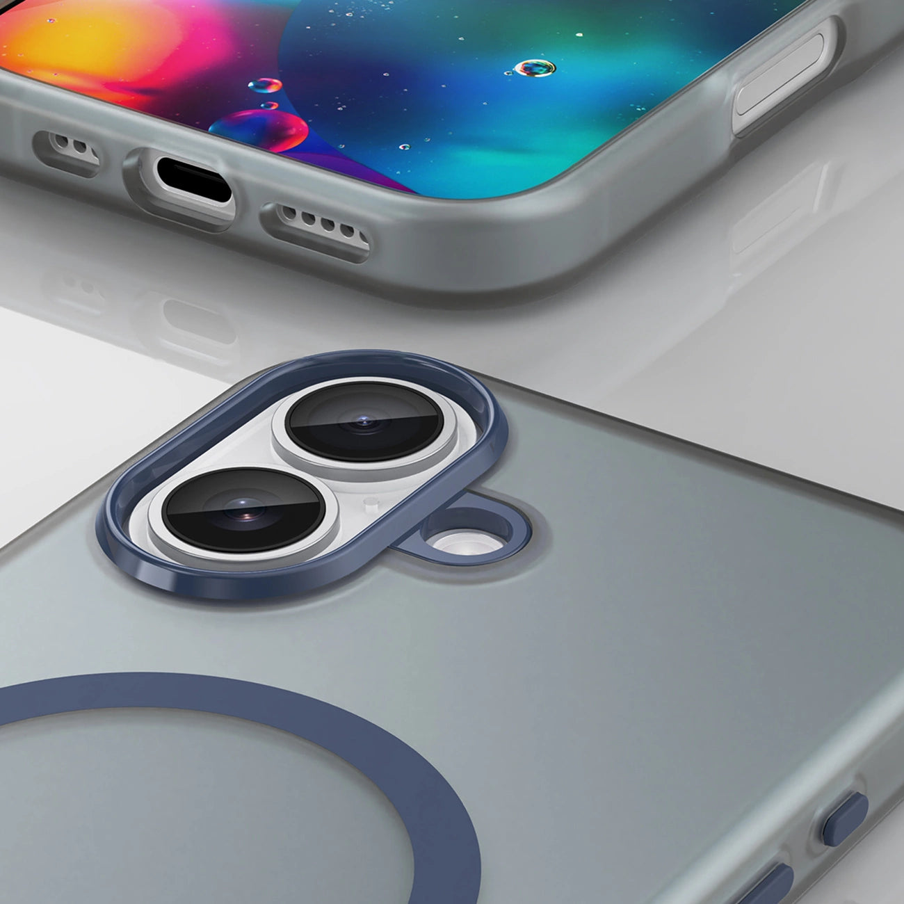 Magnetische Schleifhülle für iPhone 17, kompatibel mit MagSafe – Mattblau