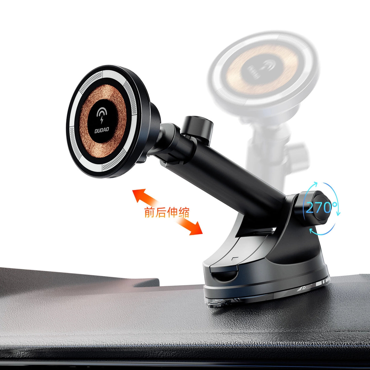 Magnetischer Halter mit MagSafe-Induktionsladegerät für Cockpit/Lüftung 15W Dudao F12MAX+ - schwarz