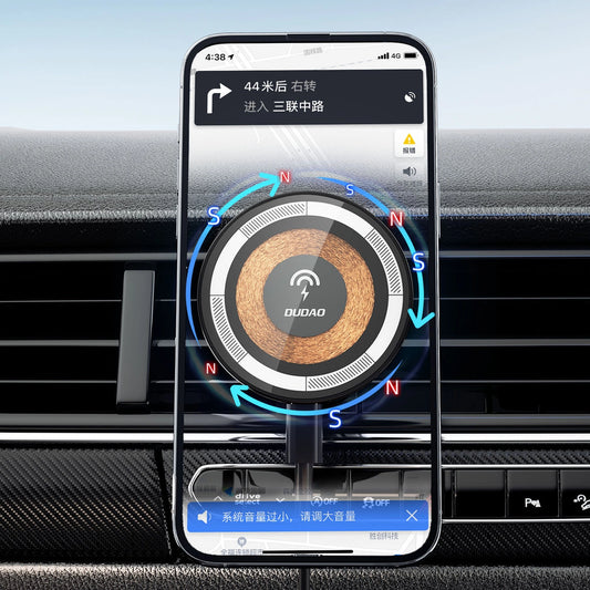 Magnetischer Halter mit MagSafe-Induktionsladegerät für Cockpit/Lüftung 15W Dudao F12MAX+ - schwarz