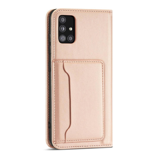 Magnetkartenhülle Hülle für Samsung Galaxy A12 5G Tasche Geldbörse Kartenhalter Pink