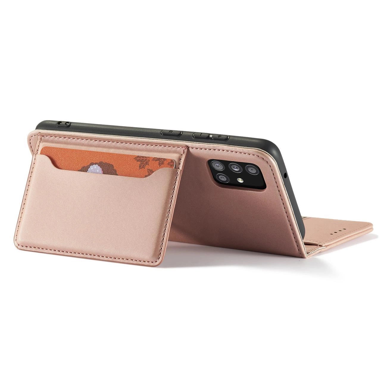 Magnetkartenhülle Hülle für Samsung Galaxy A13 5G Tasche Geldbörse Kartenhalter Pink