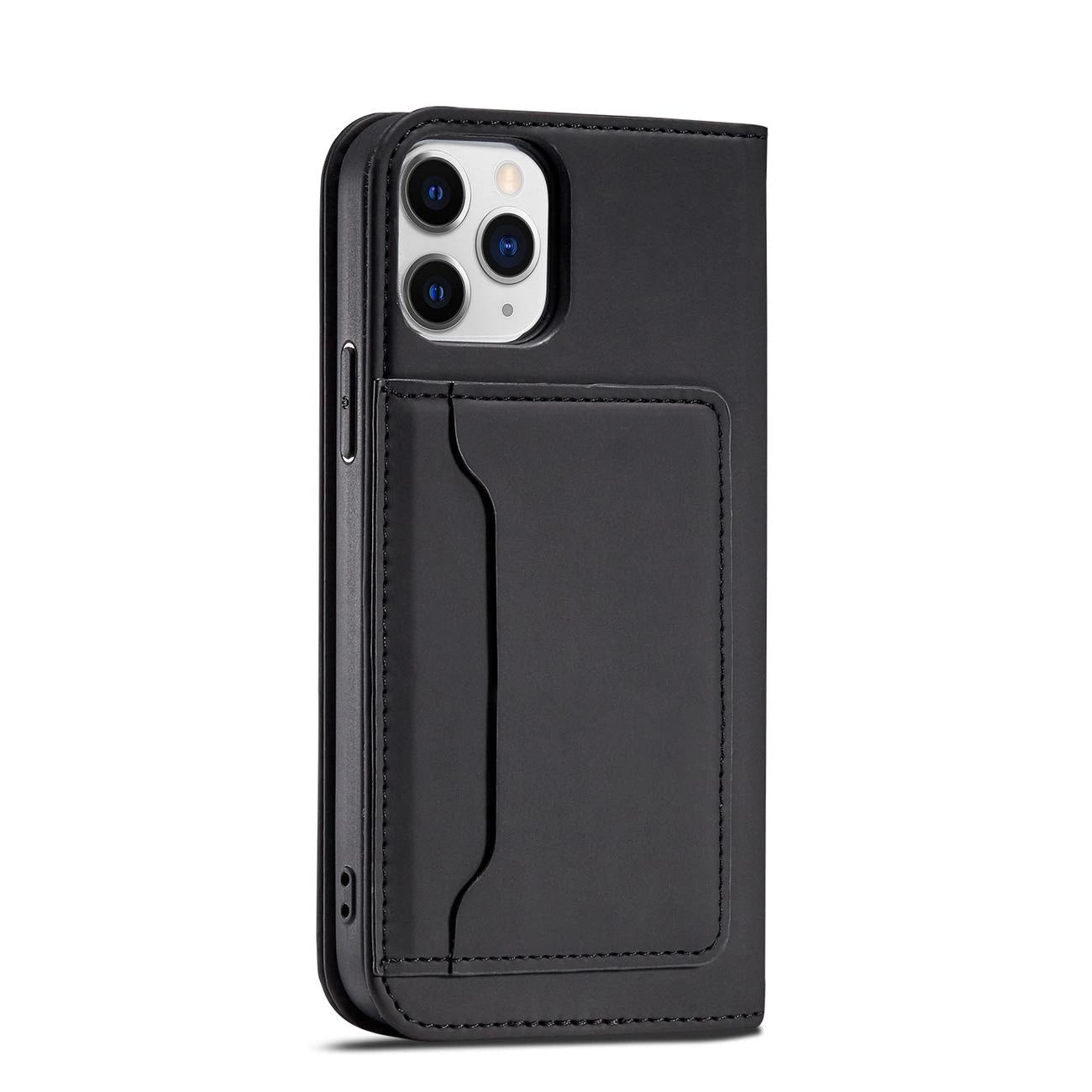 Magnetkartenhülle für iPhone 12 Pro Max Tasche Kartenetui Kartenhalter Schwarz