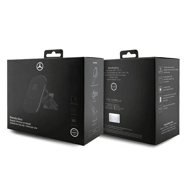 Mercedes MEWCCGSLK 15W Induktionshalter für Lüftungsschlitze/Glas schwarz/schwarz Silver Stars MagSafe