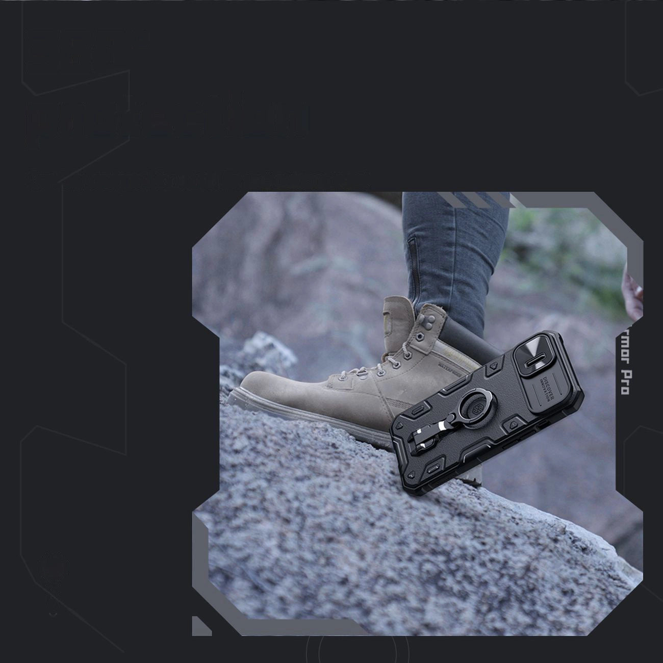 Nillkin CamShield Armor Pro Case iPhone 14 Plus Hülle gepanzerte Abdeckung mit Kameraabdeckung Ringständer schwarz