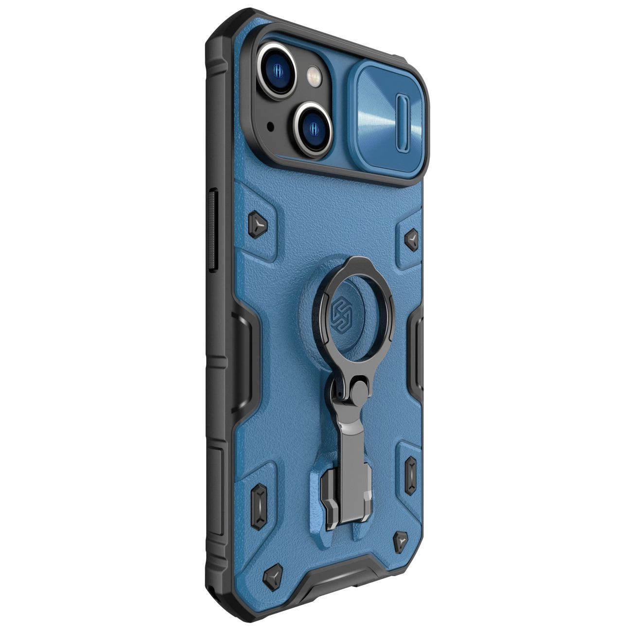 Nillkin CamShield Armor Pro Case iPhone 14 Plus gepanzerte Abdeckung mit Kameraabdeckungsringständer blau