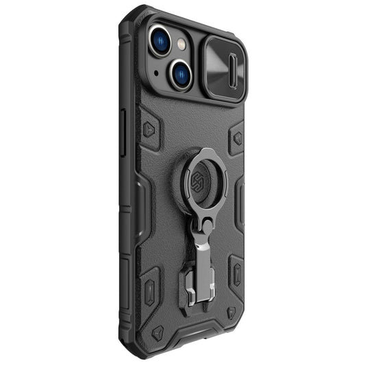 Nillkin CamShield Armor Pro Magnetische Hülle iPhone 14 Plus MagSafe gepanzerte Hülle mit Standring schwarz