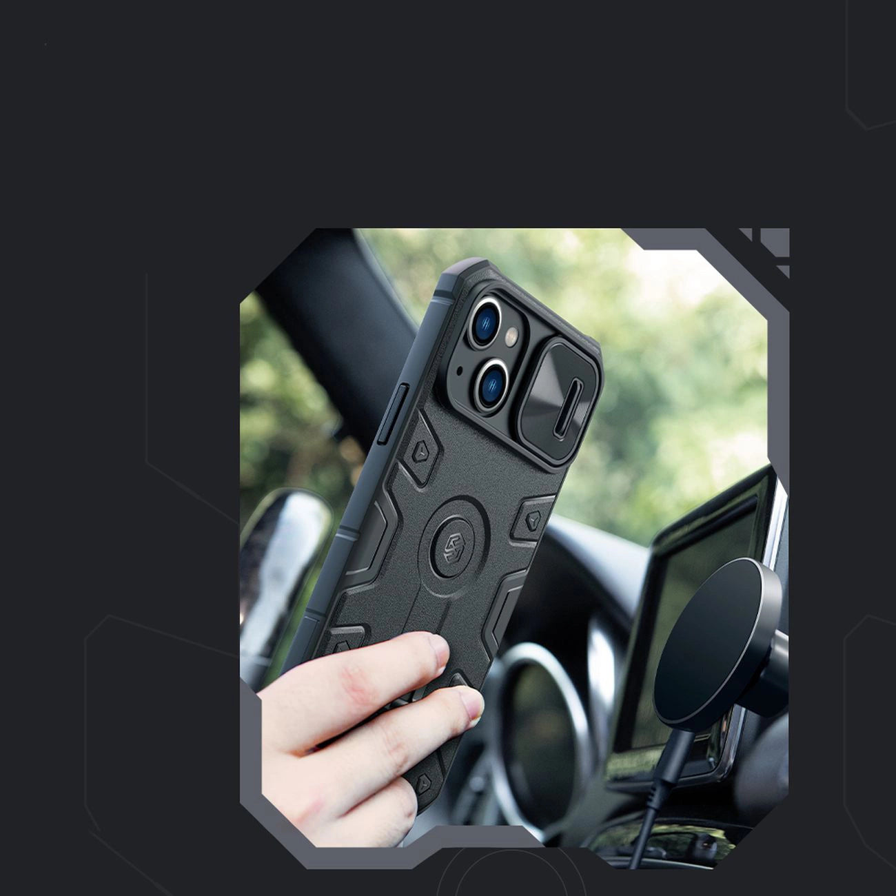 Nillkin CamShield Armor Pro Magnetische Hülle iPhone 14 Plus Magnetische MagSafe-Abdeckung mit Kameraschutz Blau