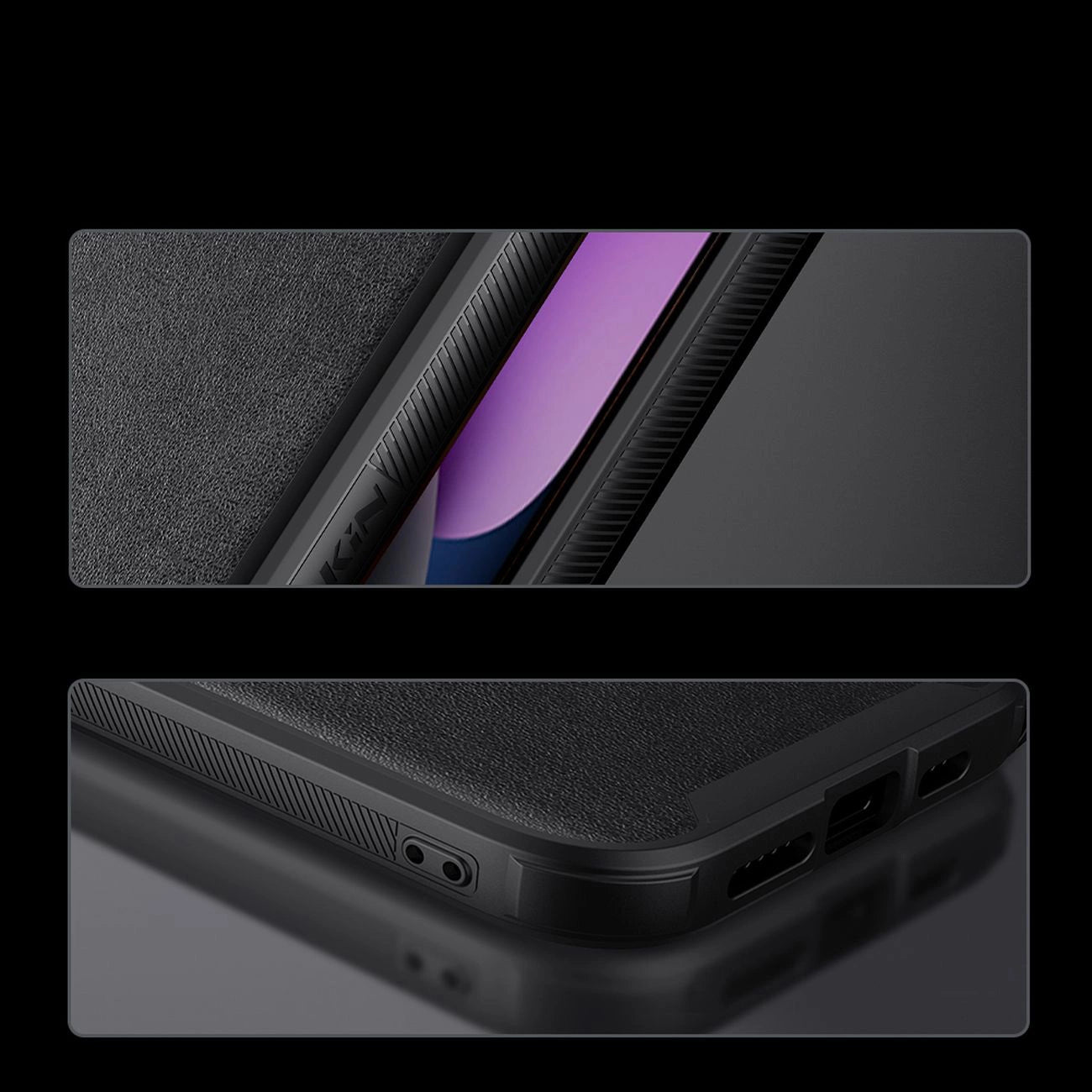 Nillkin CamShield Leather S Case iPhone 14 Hülle mit Kameraabdeckung schwarz