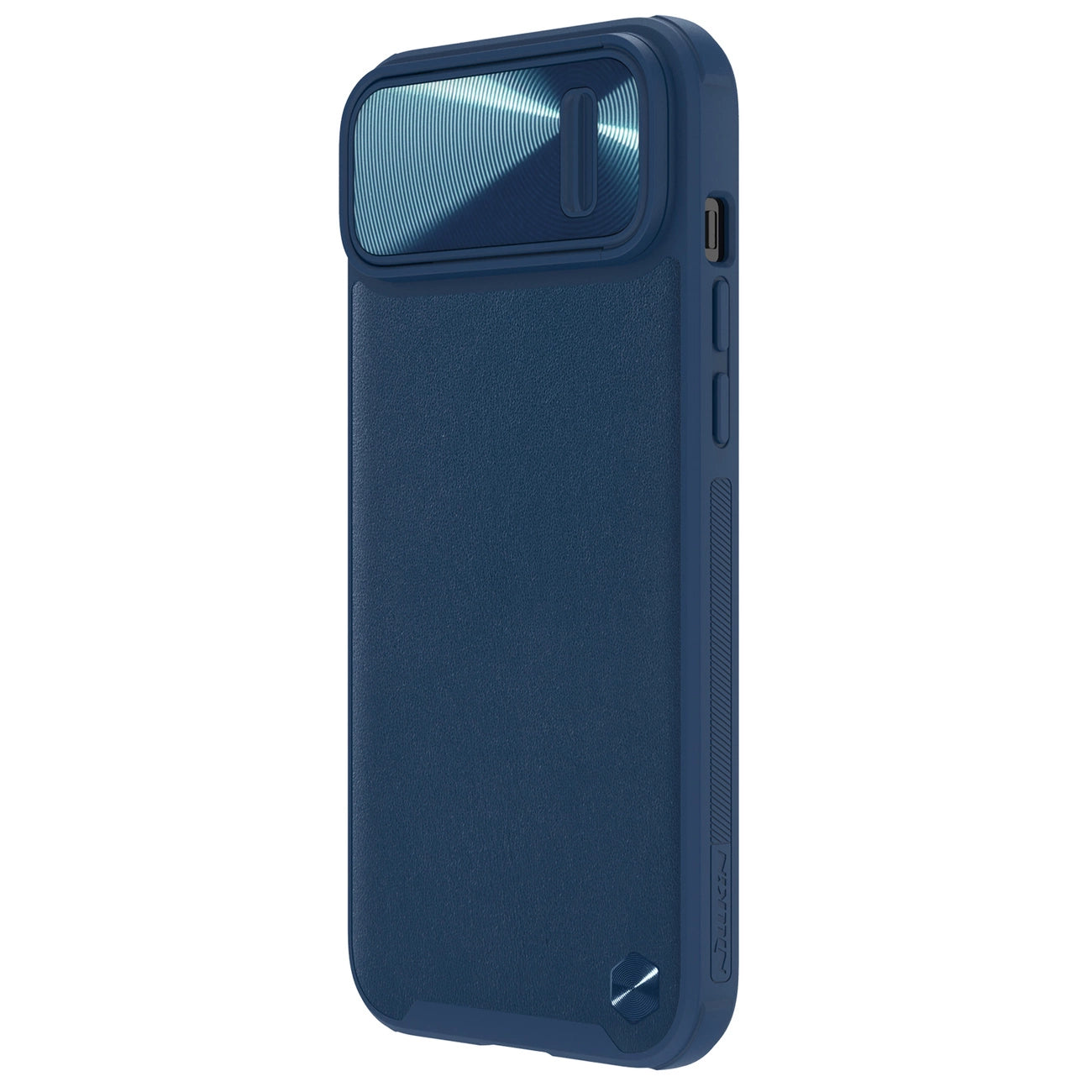 Nillkin CamShield Leather S Case iPhone 14 Plus Hülle mit Kameraabdeckung blau