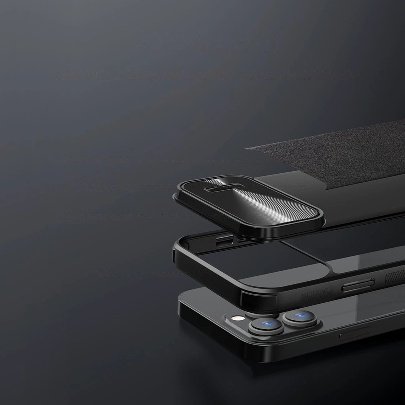 Nillkin CamShield Leather S Case iPhone 14 Pro Max Hülle mit Kameraabdeckung schwarz