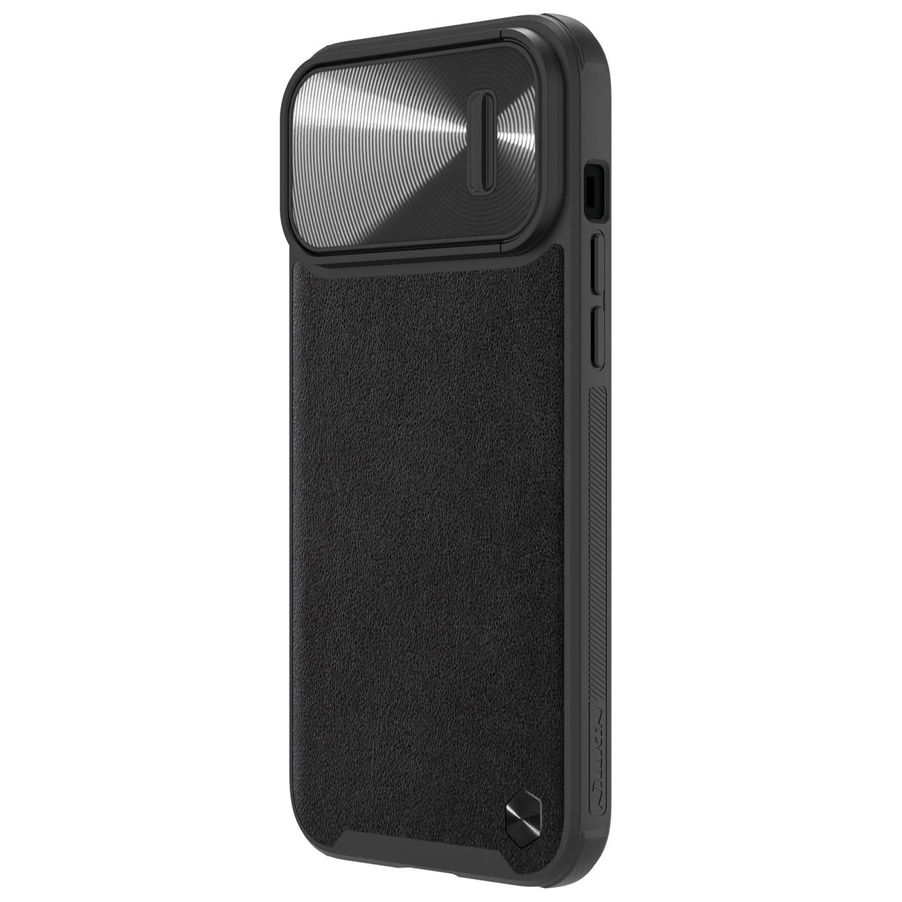 Nillkin CamShield Leather S Case iPhone 14 Pro Max Hülle mit Kameraabdeckung schwarz