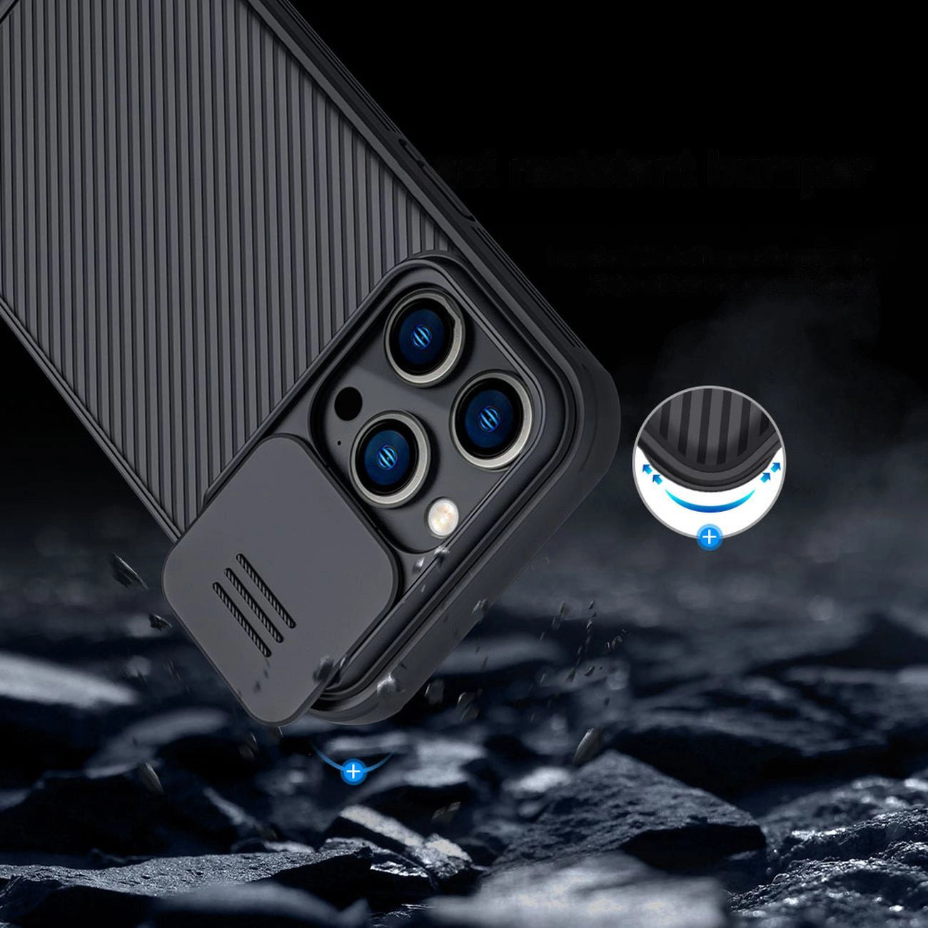 Nillkin CamShield Pro Hülle iPhone 14 Pro Gepanzerte Abdeckung Kameraschutz Blau