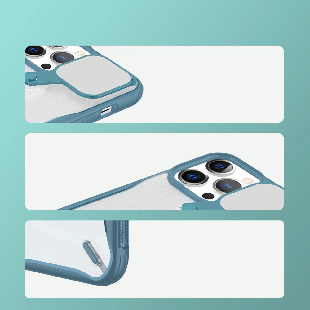 Nillkin Cyclops Case robuste Hülle mit Kameraabdeckung und faltbarem Ständer für iPhone 13 Pro Max schwarz